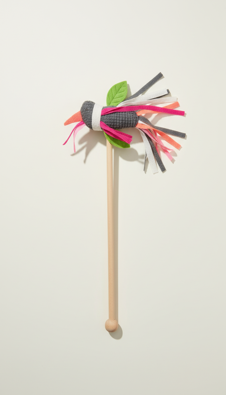 Pink-Accented Indie Cat Teaser Toy